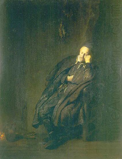 REMBRANDT Harmenszoon van Rijn An old man asleep by a fire china oil painting image